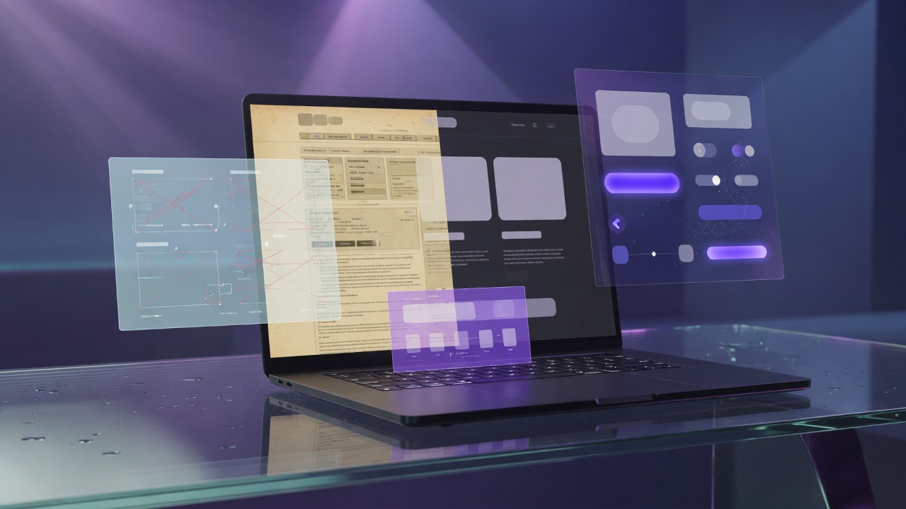 Eski web sitesi ile modern yeniden tasarımın yan yana karşılaştırıldığı laptop ekranı